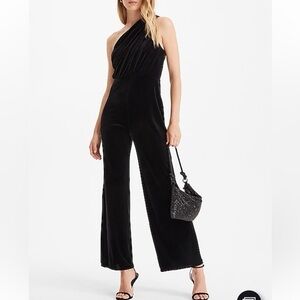 Express Black One-Shoulder Jumpsuit
